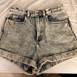 American apparel high waisted acid denim shorts